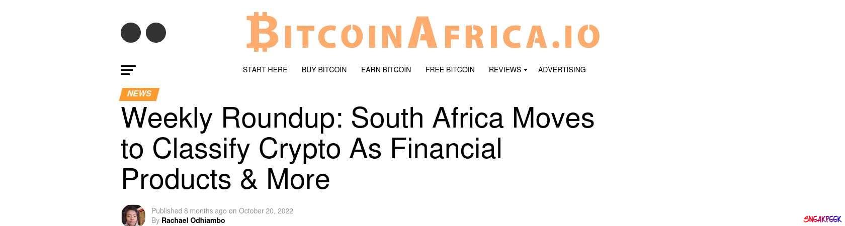 Read the full Article:  ⭲ Weekly Roundup: South Africa Moves to Classify Crypto As Financial Products & More