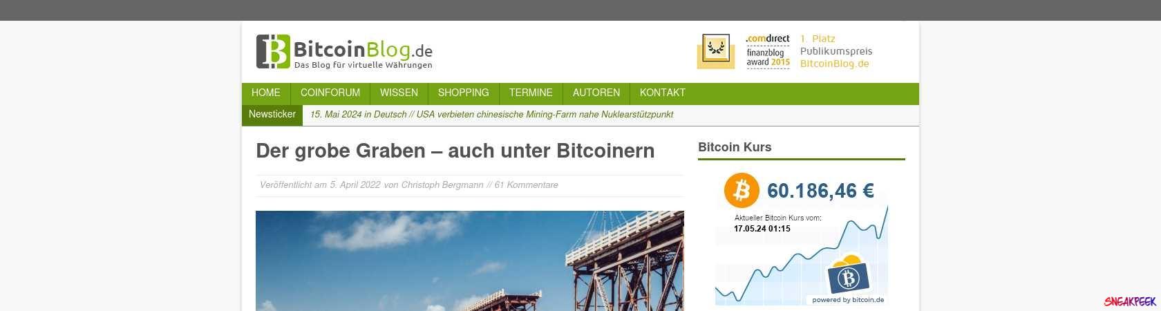 Read the full Article:  ⭲ Der grobe Graben – auch unter Bitcoinern