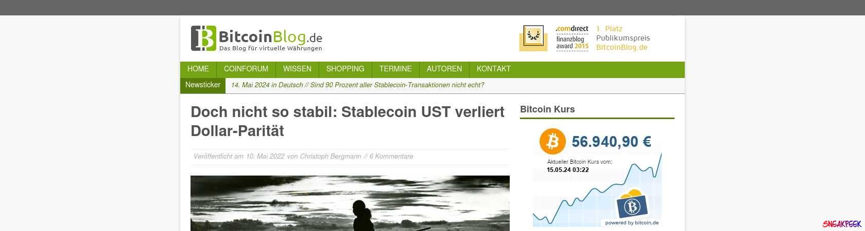 Read the full Article:  ⭲ Doch nicht so stabil: Stablecoin UST verliert Dollar-Parität