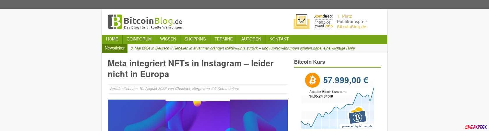 Read the full Article:  ⭲ Meta integriert NFTs in Instagram – leider nicht in Europa