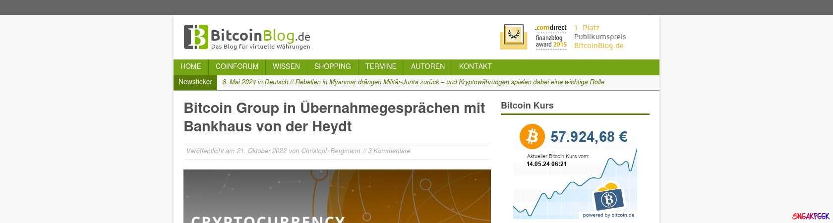 Read the full Article:  ⭲ Bitcoin Group in Übernahmegesprächen mit Bankhaus von der Heydt