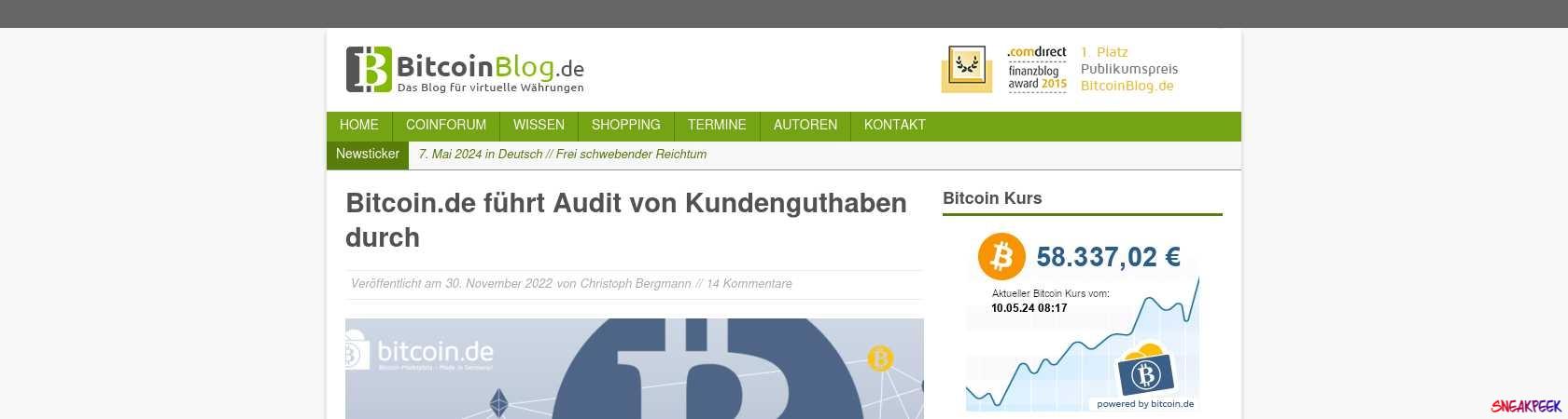 Read the full Article:  ⭲ Bitcoin.de führt Audit von Kundenguthaben durch