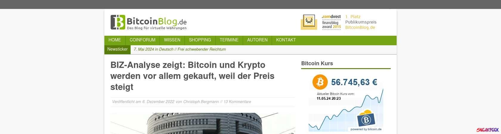 Read the full Article:  ⭲ BIZ-Analyse zeigt: Bitcoin und Krypto werden vor allem gekauft, weil der Preis steigt