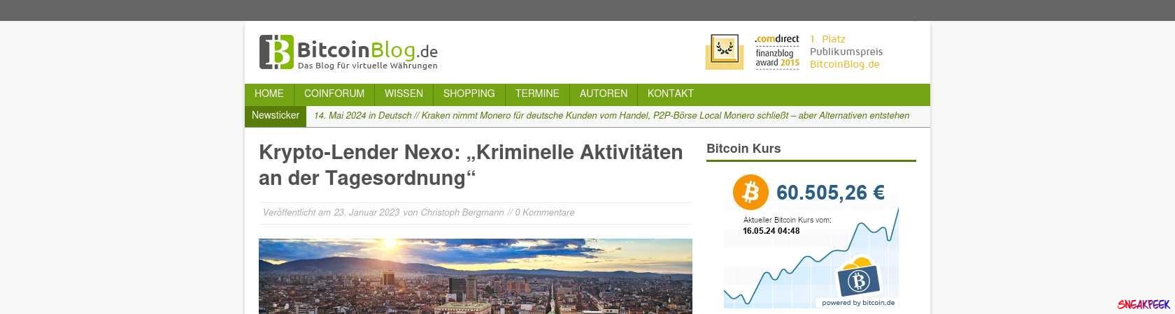 Read the full Article:  ⭲ Krypto-Lender Nexo: „Kriminelle Aktivitäten an der Tagesordnung“