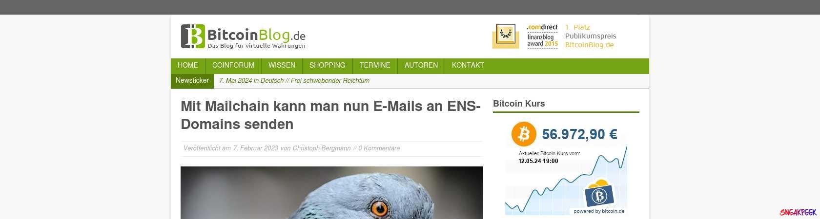 Read the full Article:  ⭲ Mit Mailchain kann man nun E-Mails an ENS-Domains senden