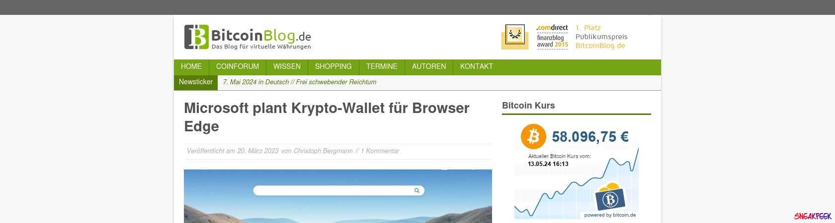 Read the full Article:  ⭲ Microsoft plant Krypto-Wallet für Browser Edge