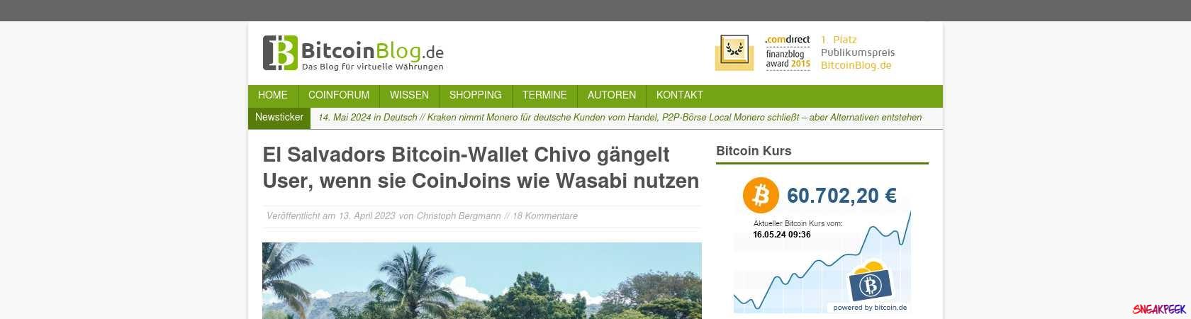 Read the full Article:  ⭲ El Salvadors Bitcoin-Wallet Chivo gängelt User, wenn sie CoinJoins wie Wasabi nutzen