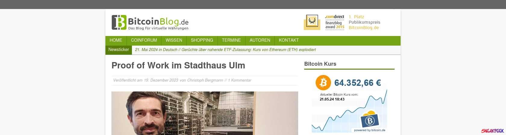 Read the full Article:  ⭲ Proof of Work im Stadthaus Ulm