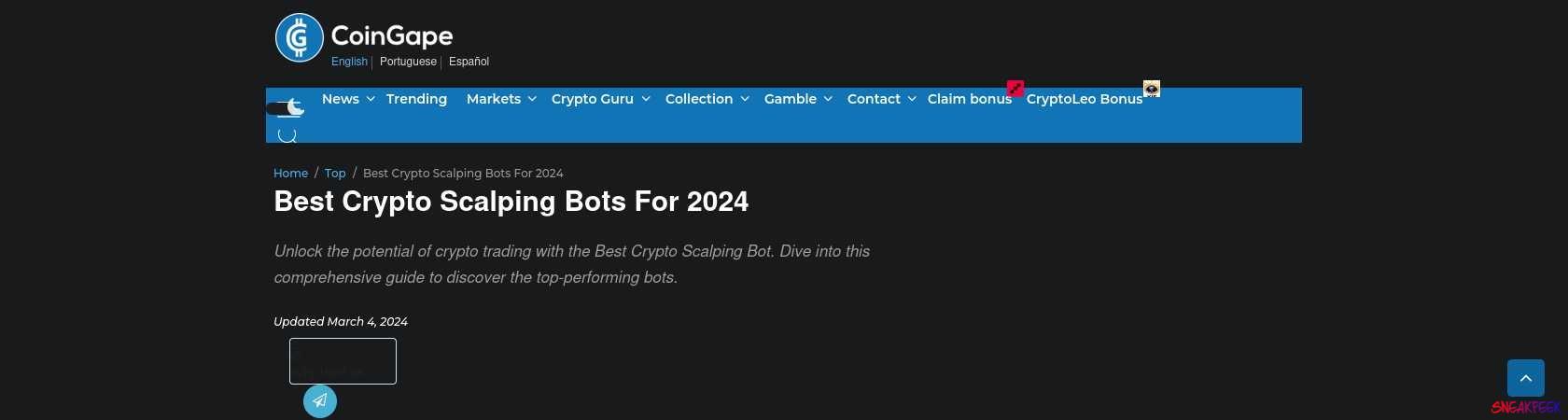 Read the full Article:  ⭲ Best Crypto Scalping Bots For 2024