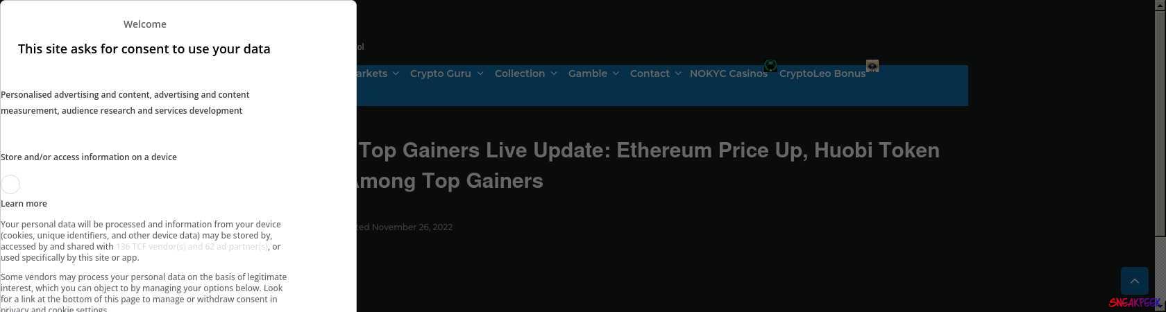 Read the full Article:  ⭲ Cryptocurrency Top Gainers Live Update: Ethereum Price Up, Huobi Token And Dogecoin Among Top Gainers
