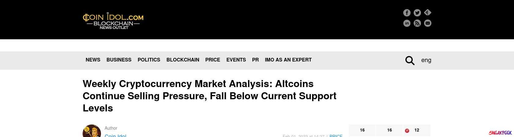 Read the full Article:  ⭲ Weekly Cryptocurrency Market Analysis: Altcoins Continue Selling Pressure, Fall Below Current Support Levels