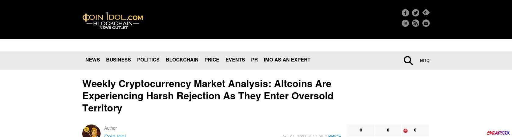 Read the full Article:  ⭲ Weekly Cryptocurrency Market Analysis: Altcoins Are Experiencing Harsh Rejection As They Enter Oversold Territory