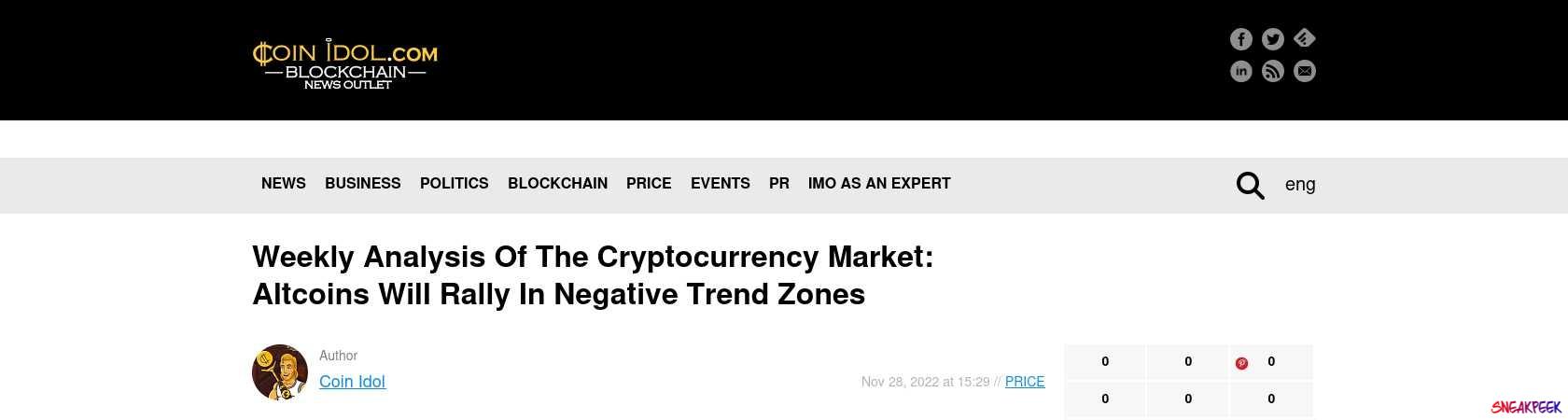 Read the full Article:  ⭲ Weekly Analysis Of The Cryptocurrency Market: Altcoins Will Rally In Negative Trend Zones