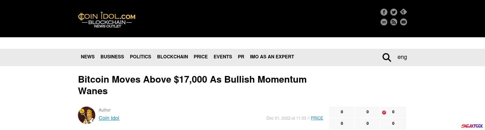 Read the full Article:  ⭲ Bitcoin Moves Above $17,000 As Bullish Momentum Wanes