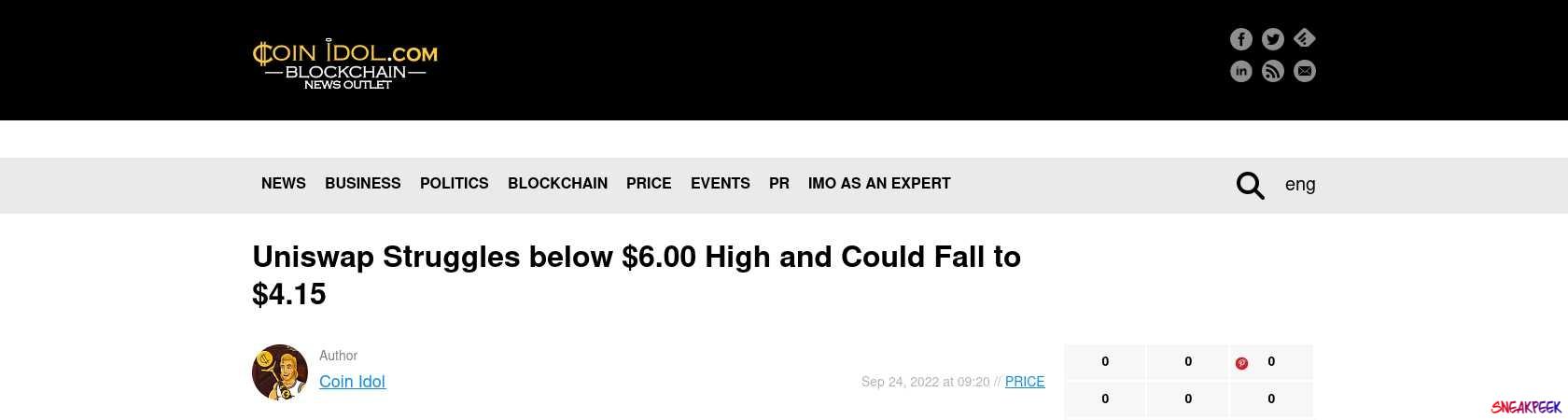 Read the full Article:  ⭲ Uniswap Struggles below $6.00 High and Could Fall to $4.15