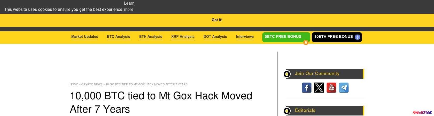 Read the full Article:  ⭲ 10,000 BTC tied to Mt Gox Hack Moved After 7 Years