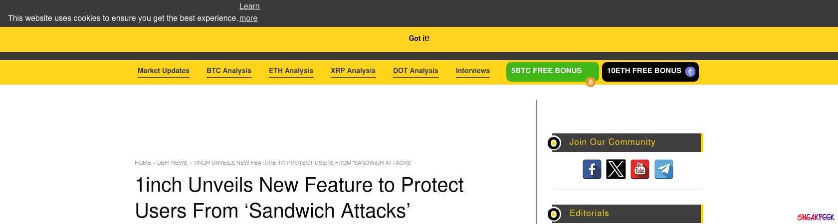 Read the full Article:  ⭲ 1inch Unveils New Feature to Protect Users From ‘Sandwich Attacks’