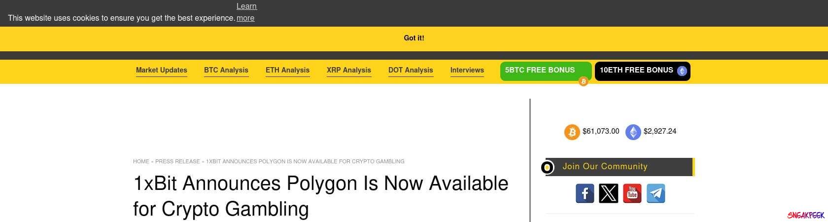 Read the full Article:  ⭲ 1xBit Announces Polygon Is Now Available for Crypto Gambling