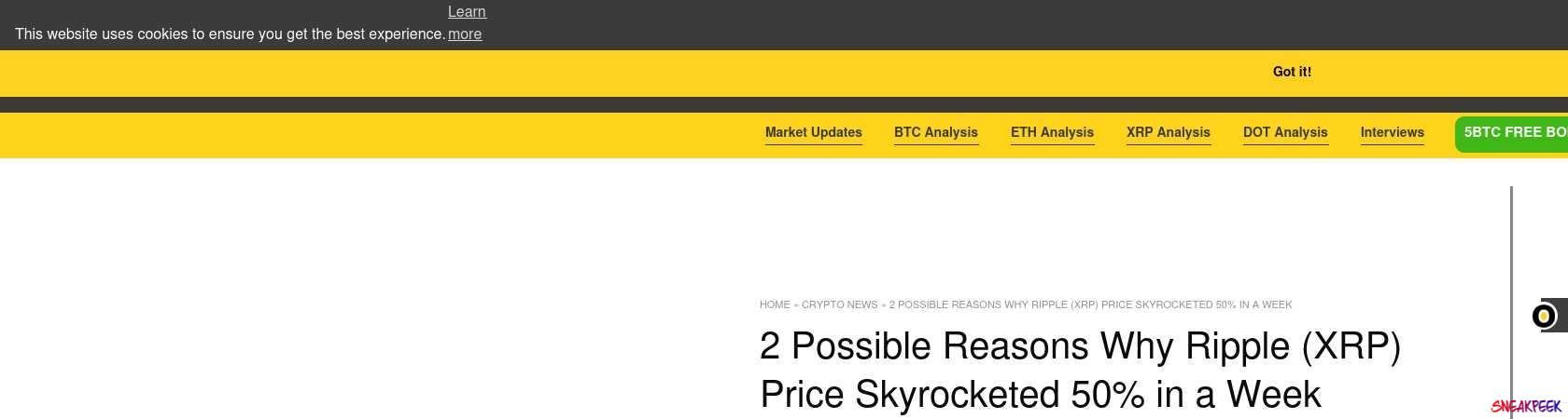 Read the full Article:  ⭲ 2 Possible Reasons Why Ripple (XRP) Price Skyrocketed 50% in a Week