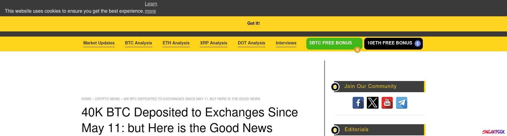 Read the full Article:  ⭲ 40K BTC Deposited to Exchanges Since May 11: but Here is the Good News
