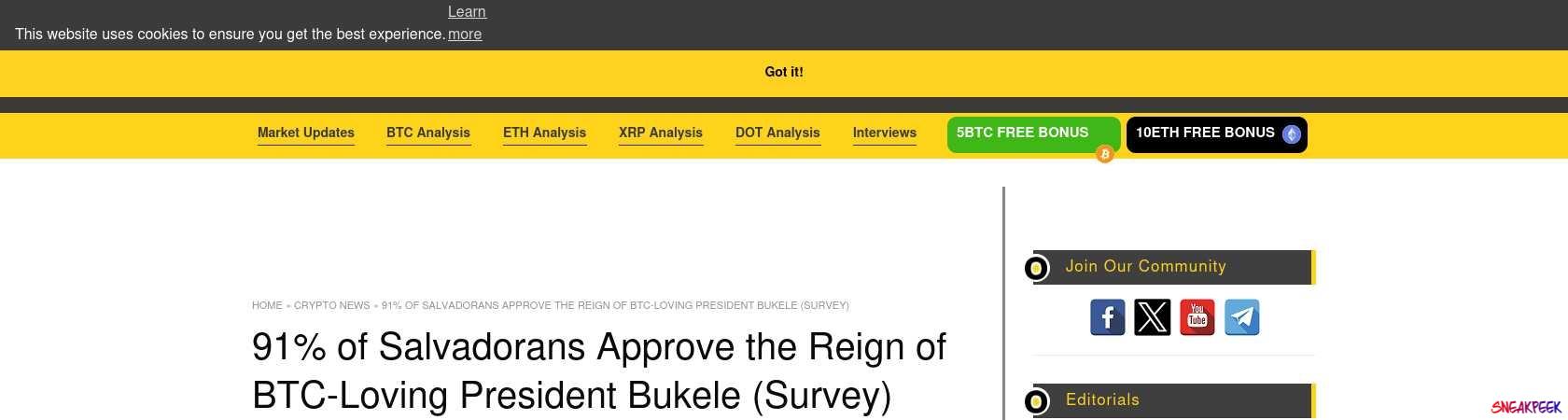 Read the full Article:  ⭲ 91% of Salvadorans Approve the Reign of BTC-Loving President Bukele (Survey)