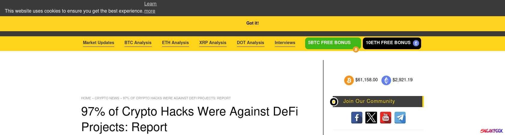 Read the full Article:  ⭲ 97% of Crypto Hacks Were Against DeFi Projects: Report