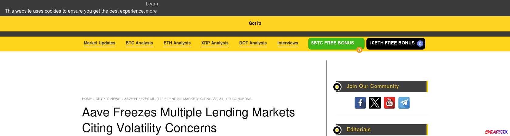Read the full Article:  ⭲ Aave Freezes Multiple Lending Markets Citing Volatility Concerns