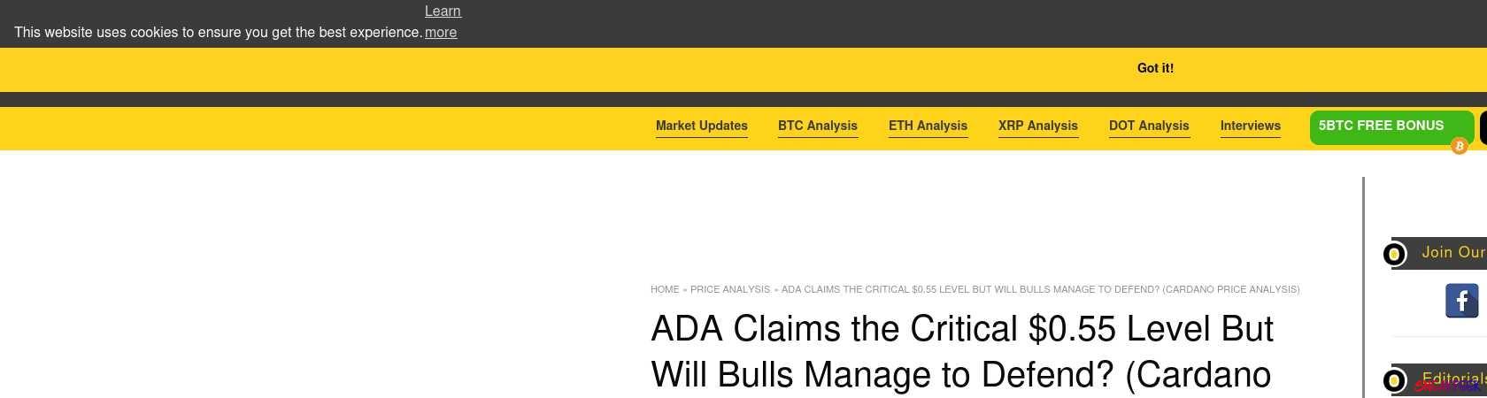 Read the full Article:  ⭲ ADA Claims the Critical $0.55 Level But Will Bulls Manage to Defend? (Cardano Price Analysis)