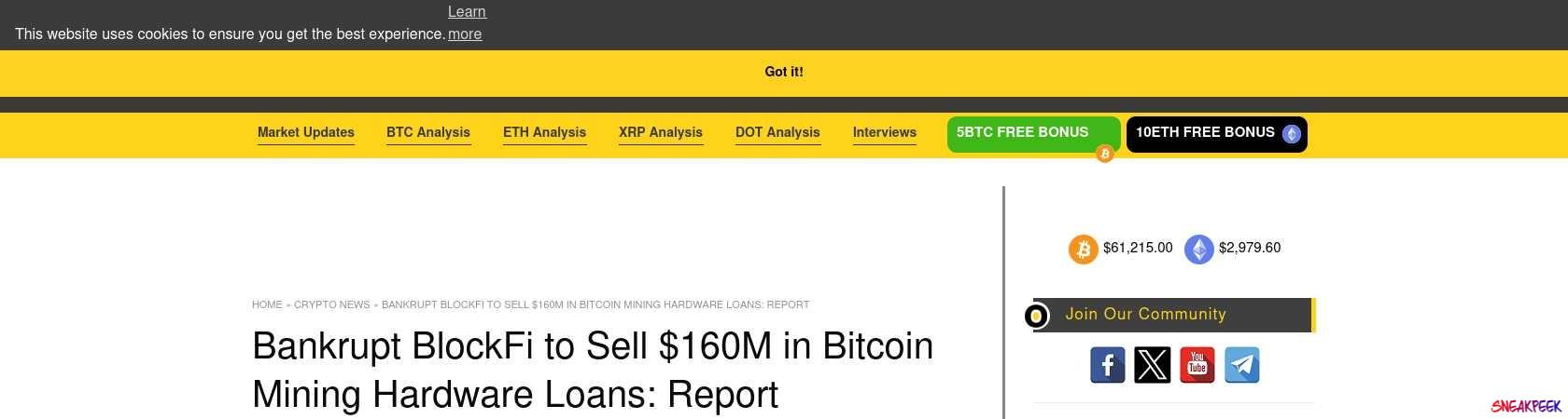 Read the full Article:  ⭲ Bankrupt BlockFi to Sell $160M in Bitcoin Mining Hardware Loans: Report