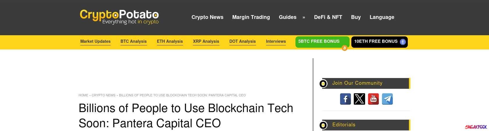 Read the full Article:  ⭲ Billions of People to Use Blockchain Tech Soon: Pantera Capital CEO