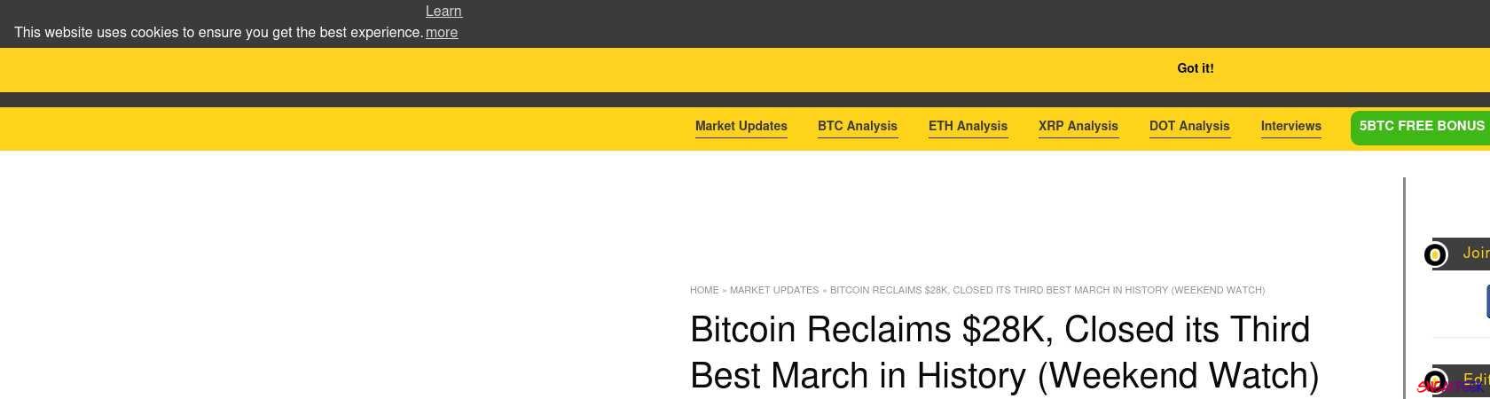 Read the full Article:  ⭲ Bitcoin Reclaims $28K, Closed its Third Best March in History (Weekend Watch)