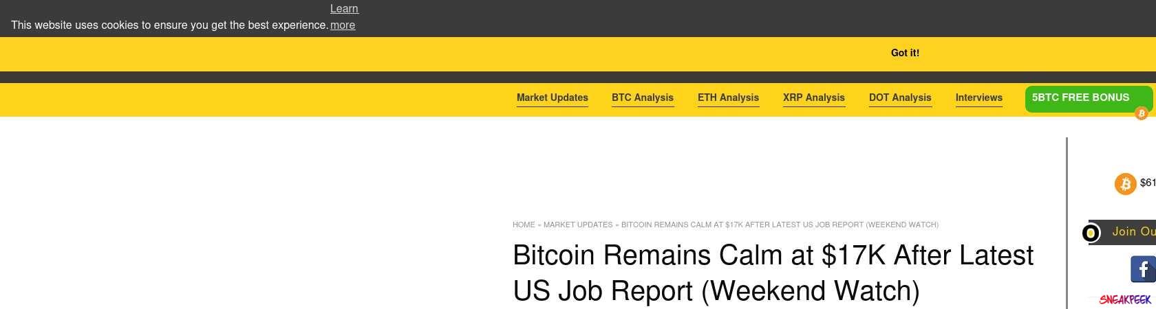 Read the full Article:  ⭲ Bitcoin Remains Calm at $17K After Latest US Job Report (Weekend Watch)