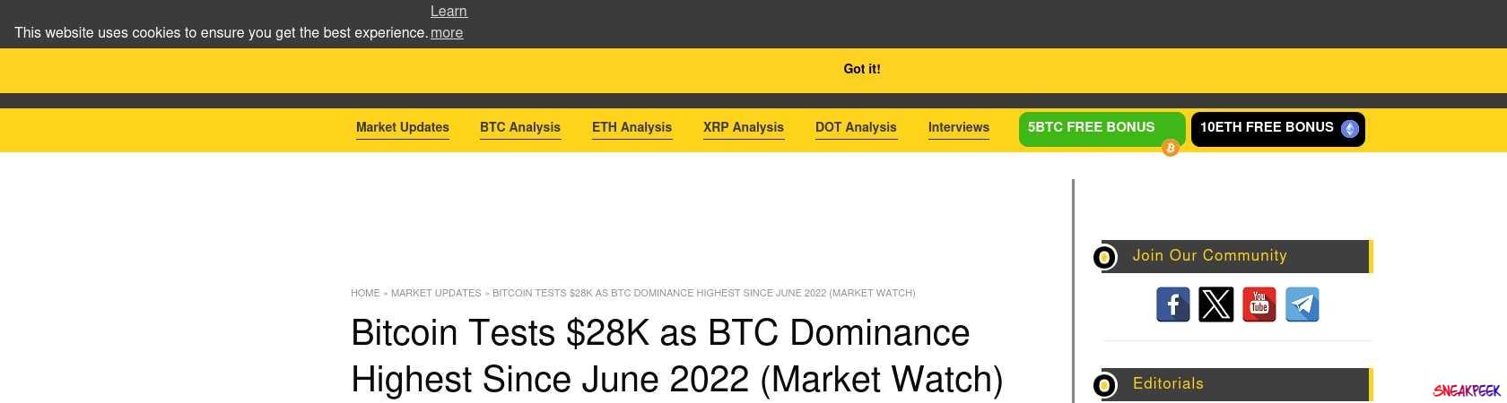 Read the full Article:  ⭲ Bitcoin Tests $28K as BTC Dominance Highest Since June 2022 (Market Watch)