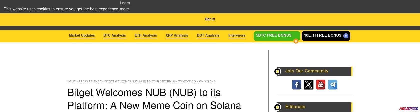 Read the full Article:  ⭲ Bitget Welcomes NUB (NUB) to its Platform: A New Meme Coin on Solana