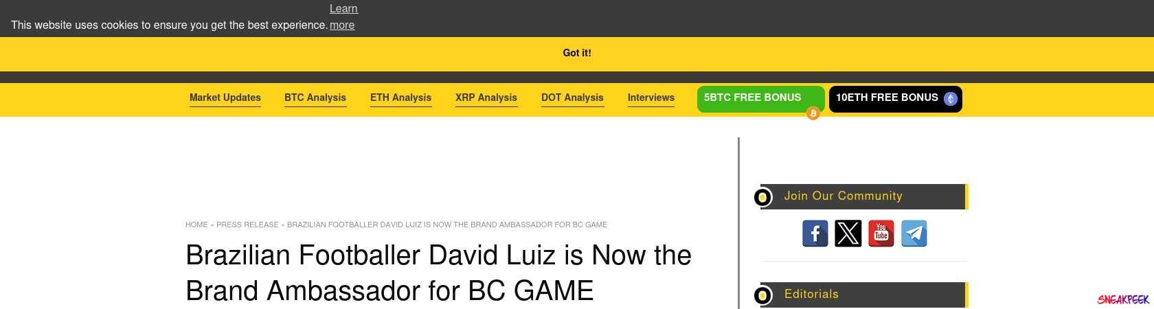Read the full Article:  ⭲ ​​Brazilian Footballer David Luiz is Now the Brand Ambassador for BC GAME