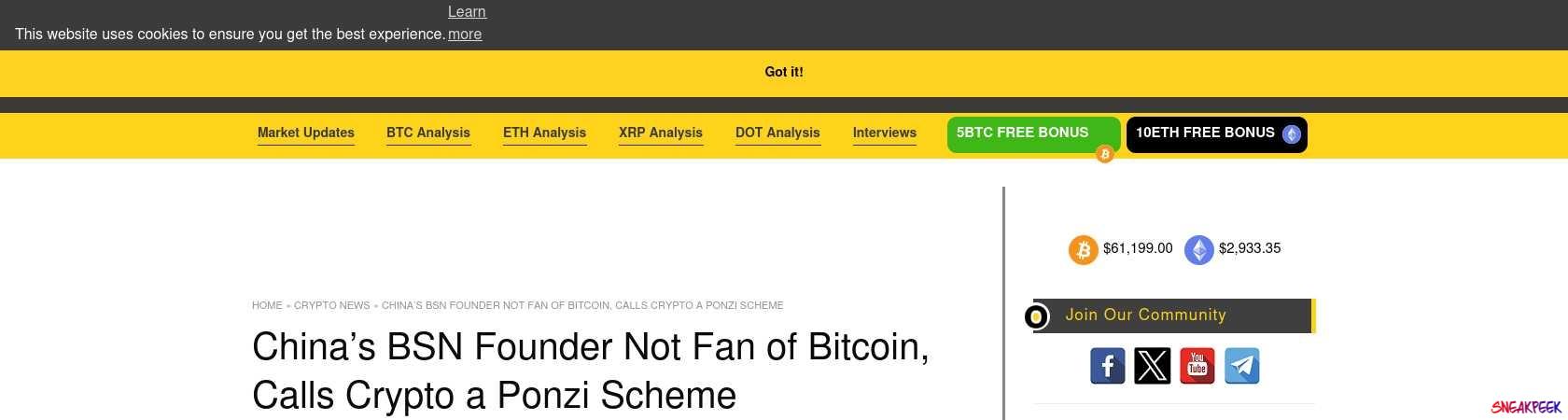 Read the full Article:  ⭲ China’s BSN Founder Not Fan of Bitcoin, Calls Crypto a Ponzi Scheme