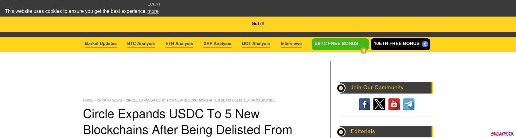 Read the full Article:  ⭲ Circle Expands USDC To 5 New Blockchains After Being Delisted From Binance