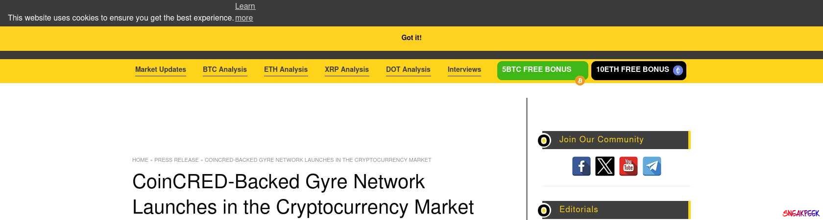 Read the full Article:  ⭲ CoinCRED-Backed Gyre Network Launches in the Cryptocurrency Market