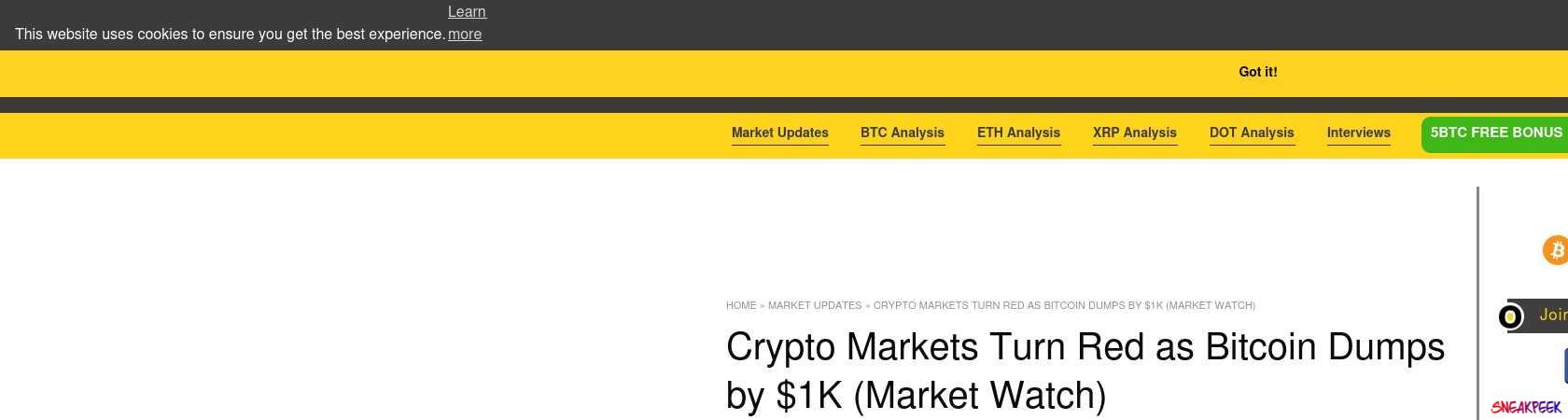 Read the full Article:  ⭲ Crypto Markets Turn Red as Bitcoin Dumps by $1K (Market Watch)