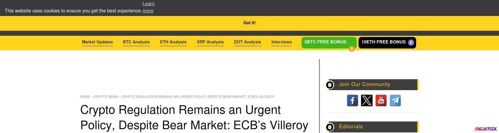 Read the full Article:  ⭲ Crypto Regulation Remains an Urgent Policy, Despite Bear Market: ECB’s Villeroy