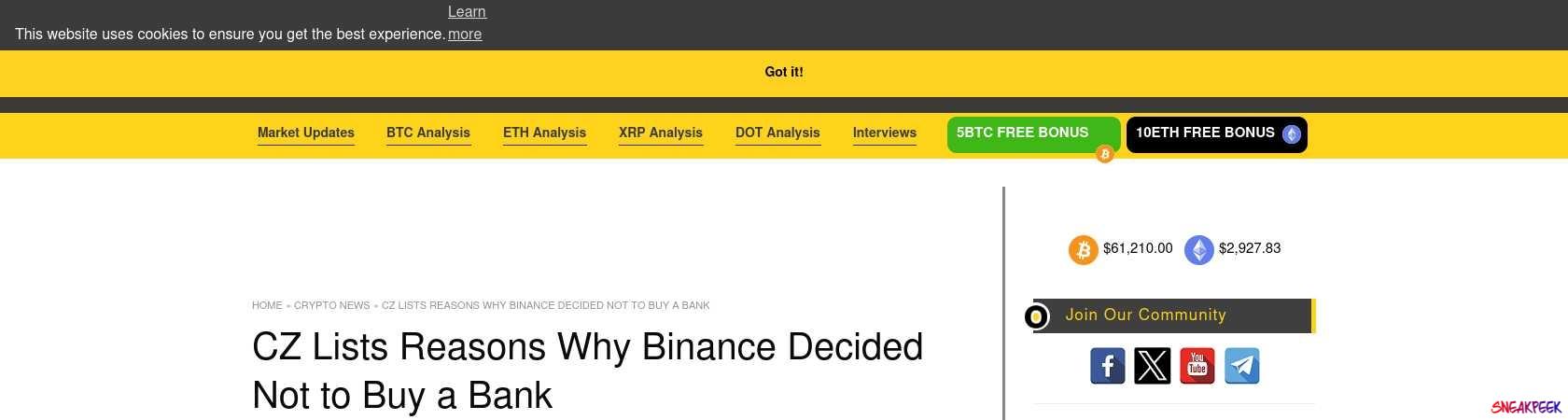 Read the full Article:  ⭲ CZ Lists Reasons Why Binance Decided Not to Buy a Bank