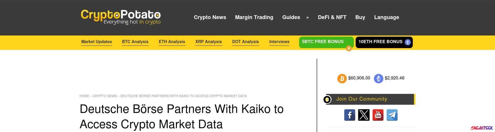 Read the full Article:  ⭲ Deutsche Börse Partners With Kaiko to Access Crypto Market Data