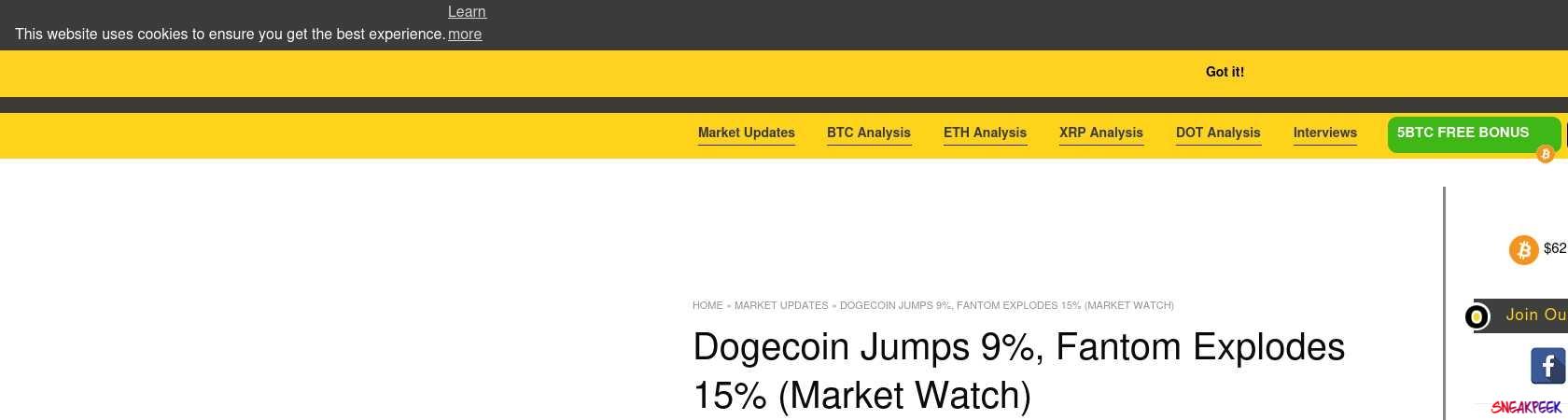 Read the full Article:  ⭲ Dogecoin Jumps 9%, Fantom Explodes 15% (Market Watch)