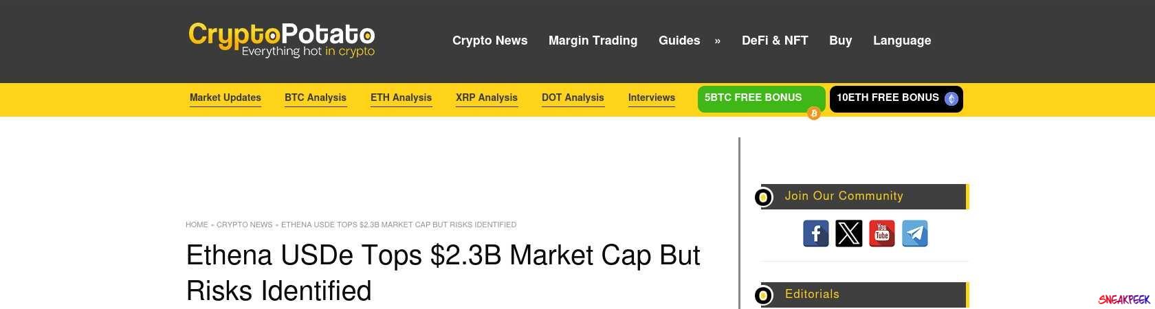 Read the full Article:  ⭲ Ethena USDe Tops $2.3B Market Cap But Risks Identified