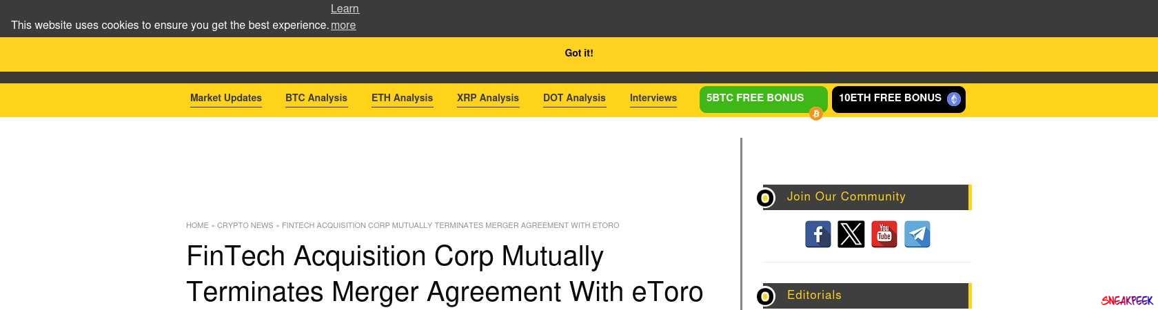 Read the full Article:  ⭲ FinTech Acquisition Corp Mutually Terminates Merger Agreement With eToro