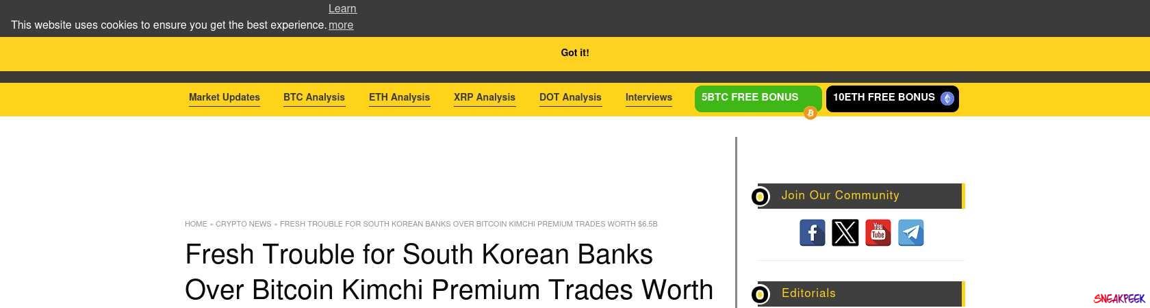 Read the full Article:  ⭲ Fresh Trouble for South Korean Banks Over Bitcoin Kimchi Premium Trades Worth $6.5B