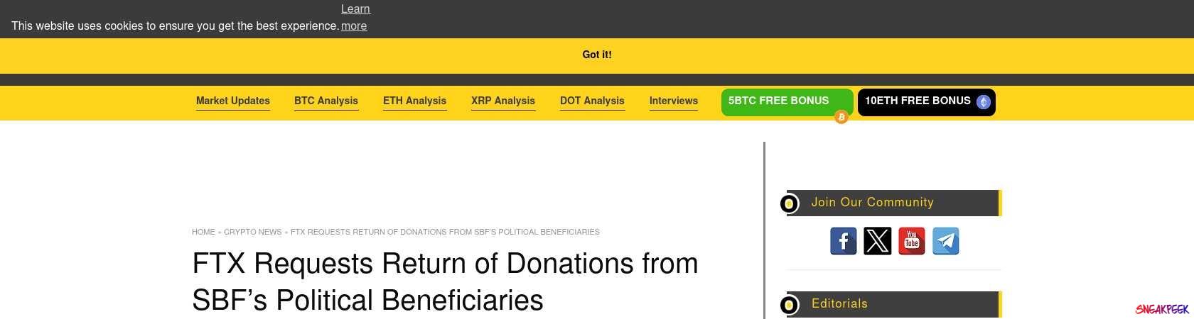 Read the full Article:  ⭲ FTX Requests Return of Donations from SBF’s Political Beneficiaries
