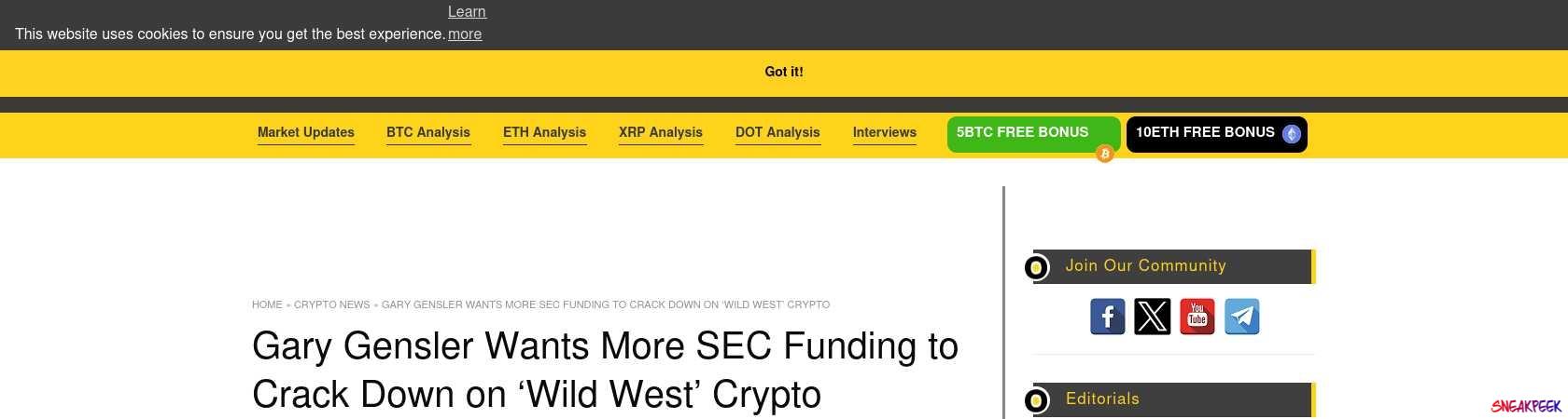 Read the full Article:  ⭲ Gary Gensler Wants More SEC Funding to Crack Down on ‘Wild West’ Crypto