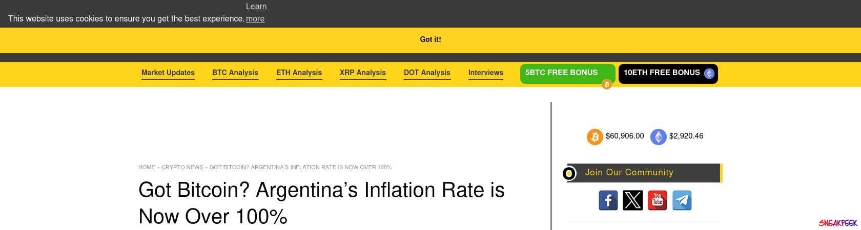 Read the full Article:  ⭲ Got Bitcoin? Argentina’s Inflation Rate is Now Over 100%