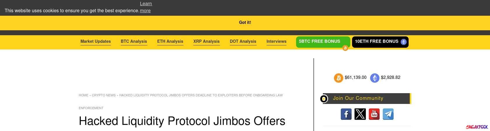 Read the full Article:  ⭲ Hacked Liquidity Protocol Jimbos Offers Deadline to Exploiters Before Onboarding Law Enforcement